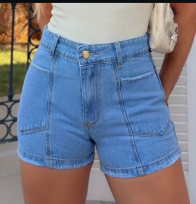 Short jeans feminino azul